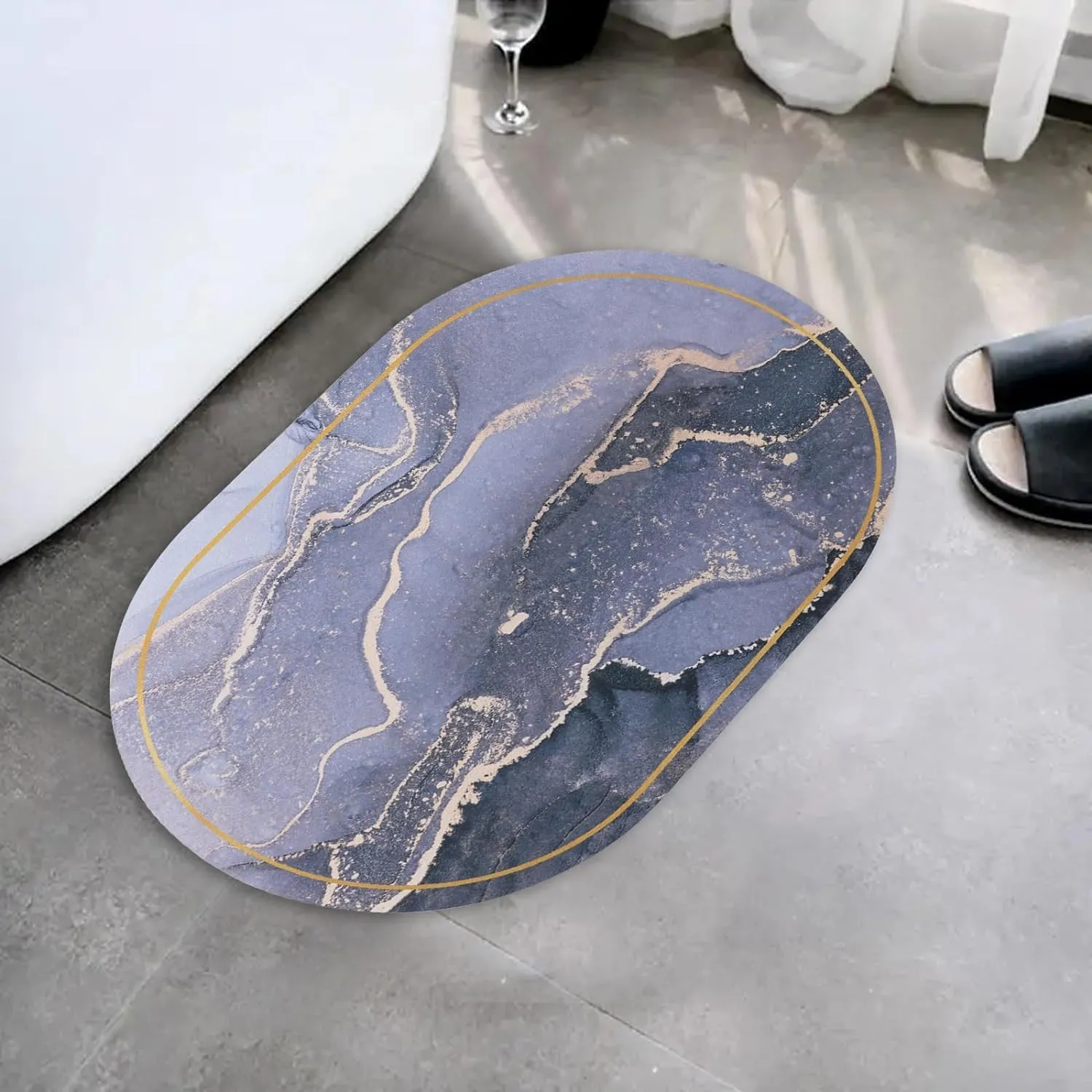 Kuber Industries Bath Mat | PVC Bathroom Mat | Shower Bath Mat | Floor Tub Mat | Diatom Mud Oval Mat | Anti-Skid Shower Bathroom Mat | CF-220815 | Multi