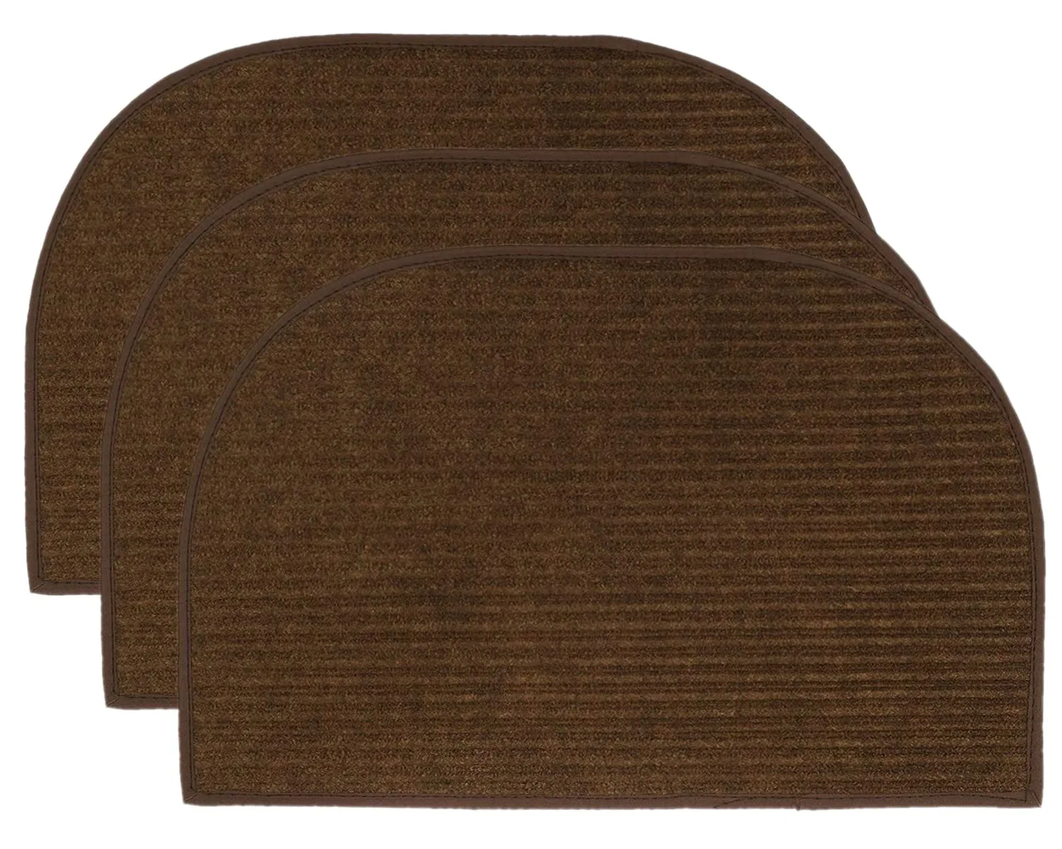 Kuber Industries D Shape Strips Design Microfiber Non-Slip Door Mat for Outdoor, Indoor 21 in. x 13 in. Pack of 3 (Brown)