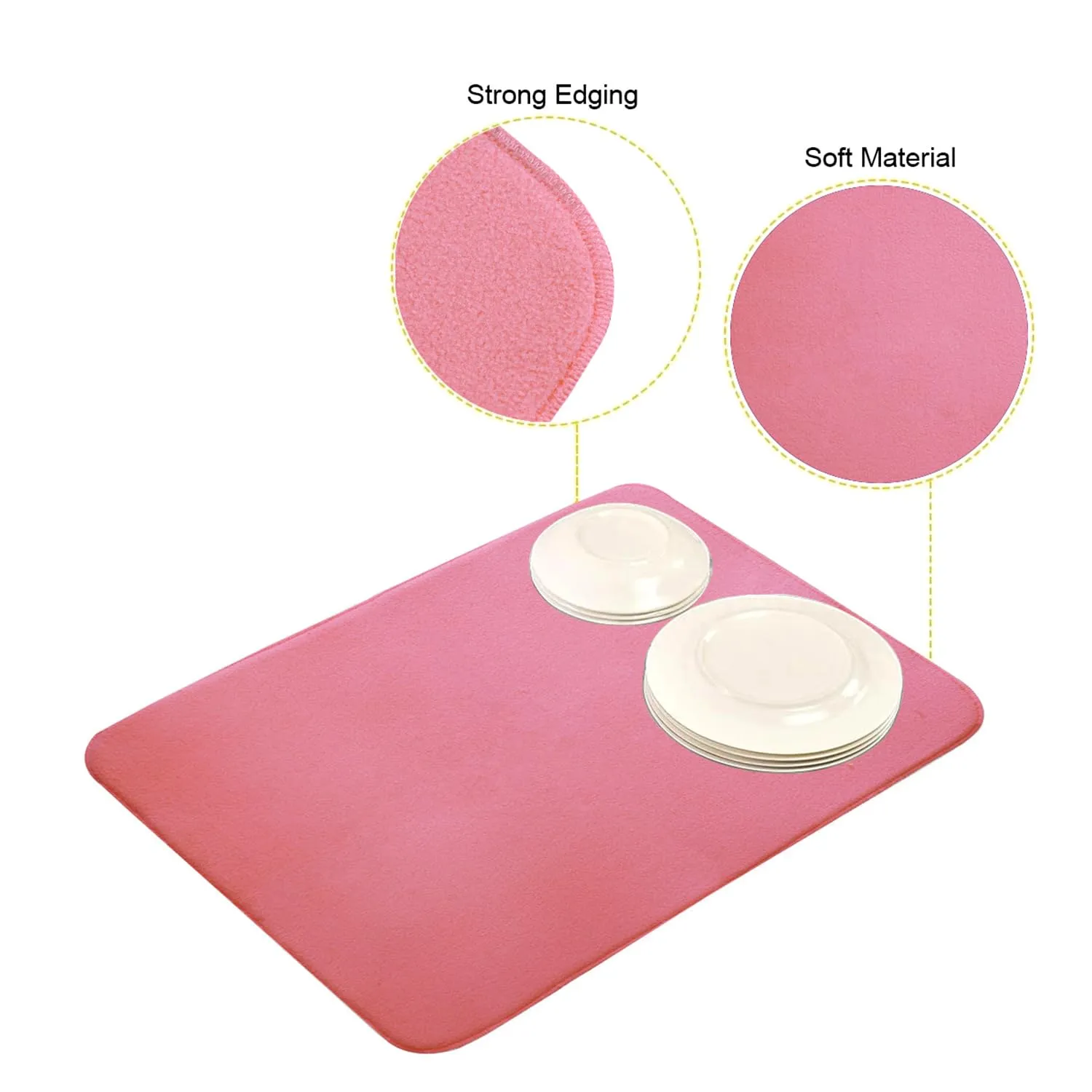 Kuber Industries Dish Dry Mat | Microfiber Drying Mat | Kitchen Drying Mat | Reversible Mat | Kitchen Absorbent Mat | Dish Dry Mat for Kitchen | 38x50 | Pack of 2 | Pink