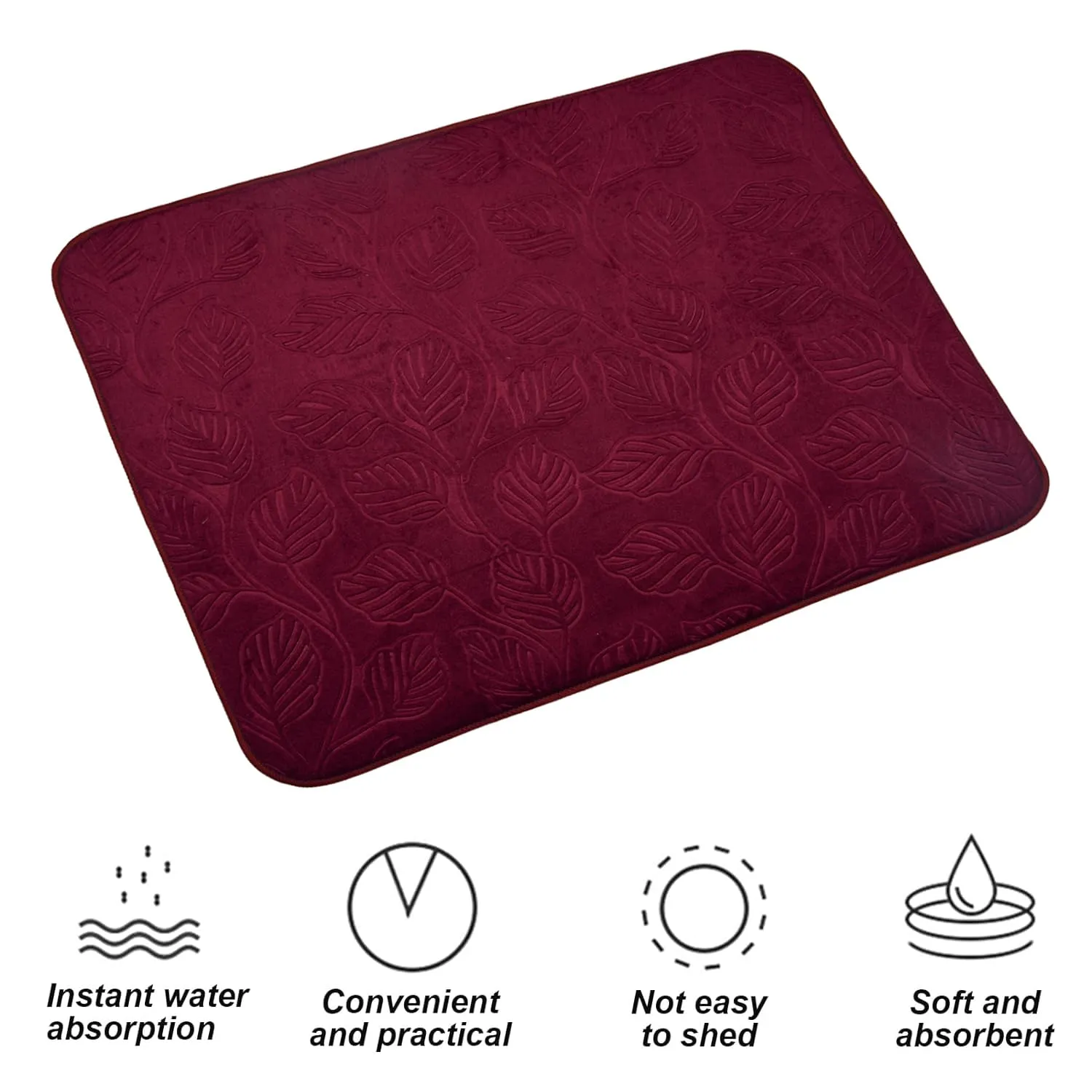 Kuber Industries Dish Dry Mat | Microfiber Self Drying Mat | Kitchen Drying Mat | Water Absorbent Kitchen Mat | Embossed Dish Dry Mat | 38x50 | Pack of 2 | Cream & Maroon