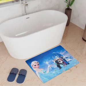 Kuber Industries Disney Frozen Bathmat | Anti Skid Door Mat | Super Absorbent Bath Mat | Rubber Floor Mat for Home | Quick-Drying Non-Slip Floor Mat | HY016 | Blue