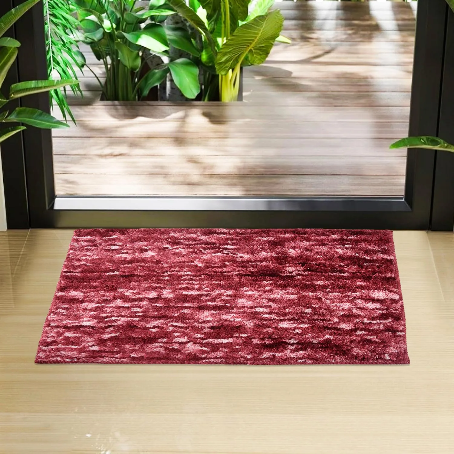 Kuber Industries Door Mat | Multi Riyal Doormat | Microfiber Entrance Mat | Entry Doormat | Office Entrance Door Mat | Door Mat for Home | Door Mat for Living | Maroon