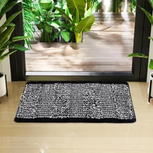 Kuber Industries Door Mat | White Cut Loop Doormat | Microfiber Entrance Mat | Entry Doormat | Office Entrance Door Mat | Door Mat for Home | Door Mat for Living | Black