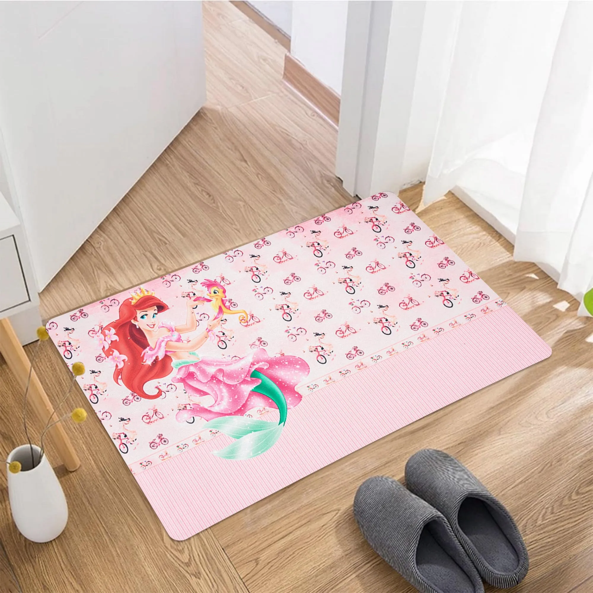 Kuber Industries Little Mermaid Bathmat | Anti Skid Door Mat | Super Absorbent Bath Mat | Rubber Floor Mat for Home | Quick-Drying Non-Slip Floor Mat | HY018 | Pink