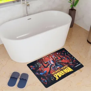 Kuber Industries Marvel Spiderman Bathmat | Anti Skid Door Mat | Super Absorbent Bath Mat | Rubber Floor Mat for Home | Quick-Drying Non-Slip Floor Mat | HY022 |Black & Blue