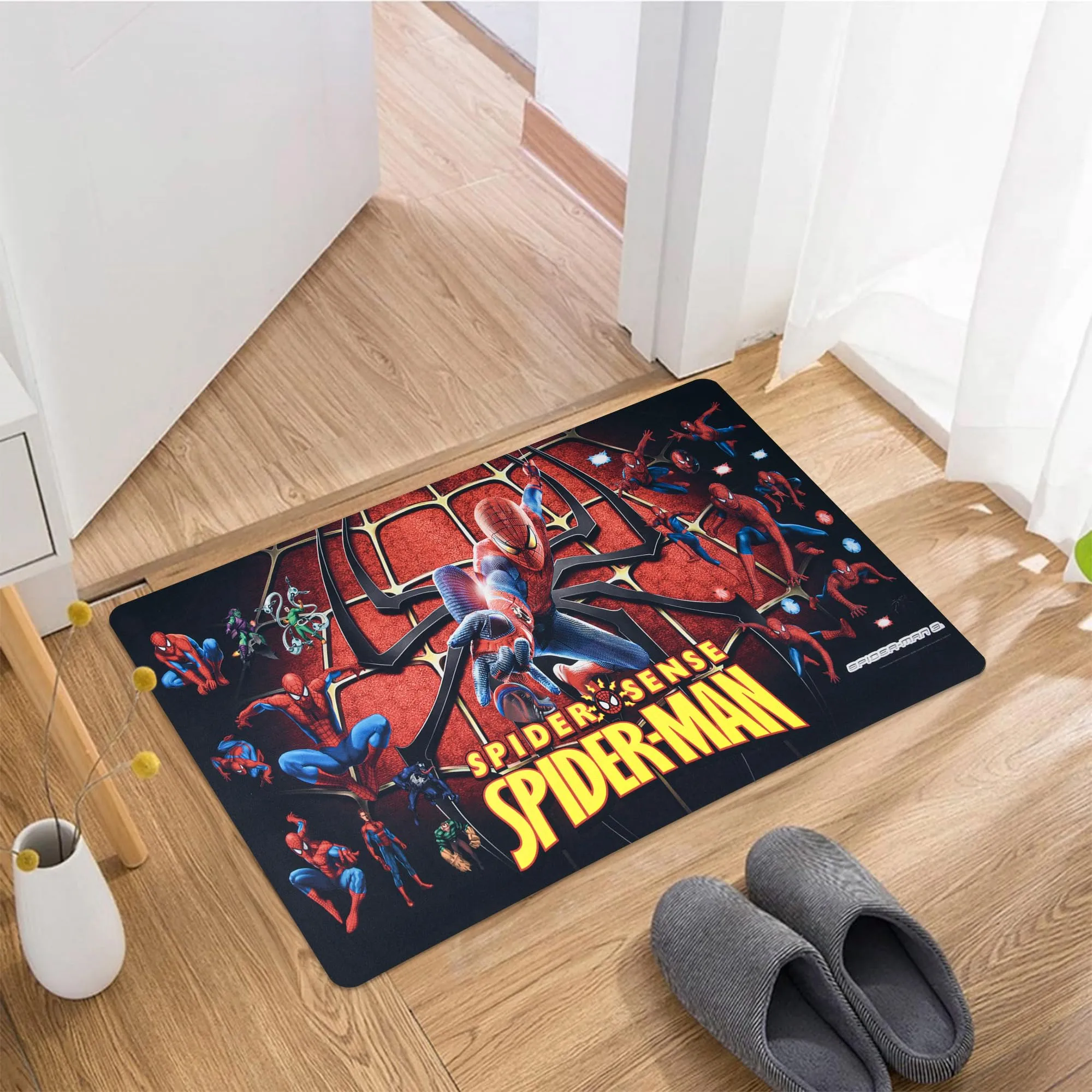 Kuber Industries Marvel Spiderman Bathmat | Anti Skid Door Mat | Super Absorbent Bath Mat | Rubber Floor Mat for Home | Quick-Drying Non-Slip Floor Mat | HY022 |Black & Blue