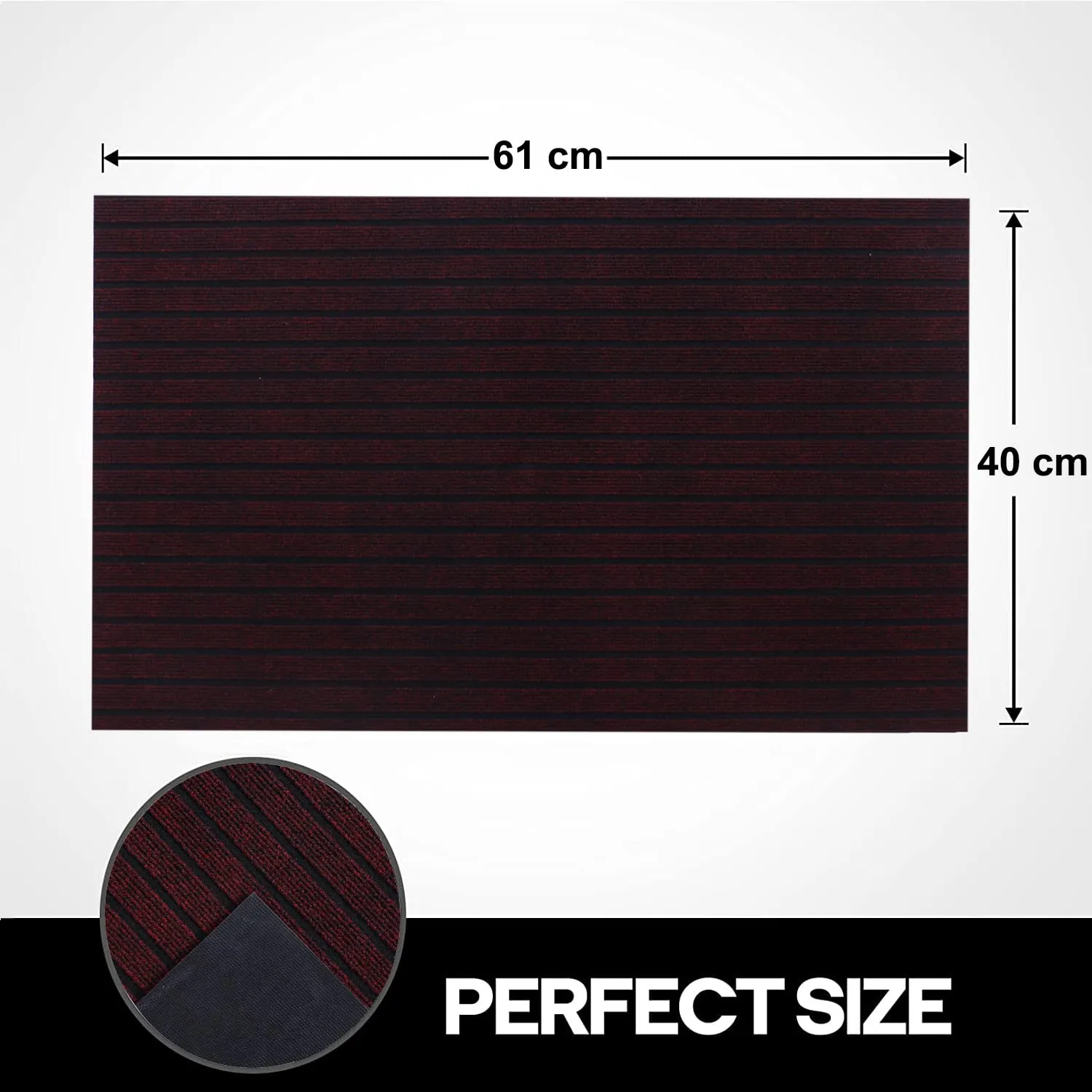 Kuber Industries Microfiber Striped Design Anti-Skid & Water Absorbent Door Mat for Indoor & Outdoor,16"x 24",(Maroon)