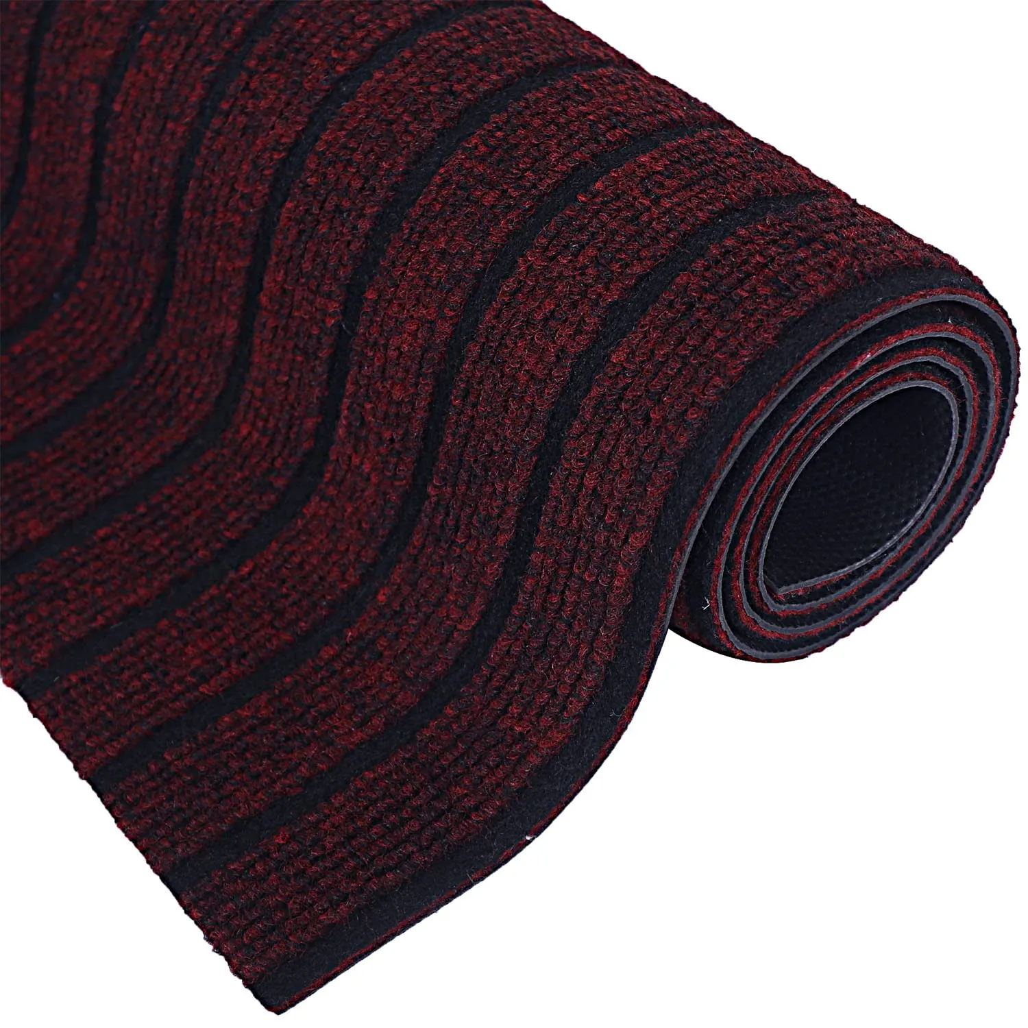 Kuber Industries Microfiber Striped Design Anti-Skid & Water Absorbent Door Mat for Indoor & Outdoor,16"x 24",(Maroon)