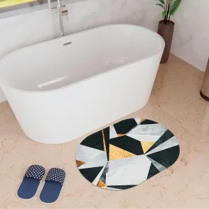 Kuber Industries Oval Bathmat | Soft Anti Skid Door Mat | Non Woven Floor Mat for Home | Non-Slip Mat for Shower-Bathtub | HY055 | Muticolor