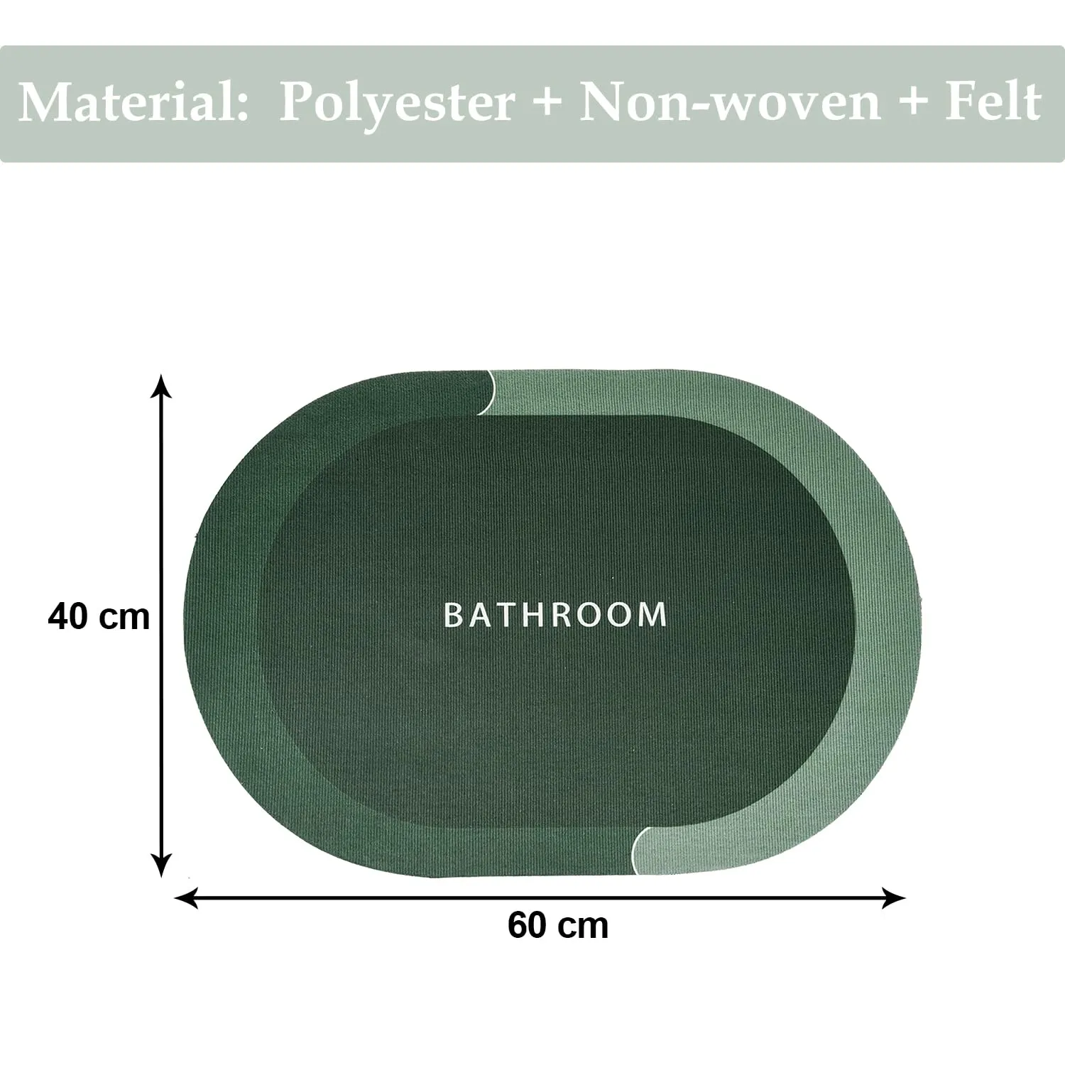 Kuber Industries Oval Bathroom Mat | Soft Anti Skid Bath Mat | Non Woven Floor Mat for Home | Non-Slip Mat for Shower-Bathtub | HY074 | Green