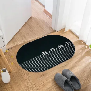 Kuber Industries Oval Doormat | Soft Anti Skid Door Mat | Non Woven Floor Mat for Home | Non-Slip Door Mat for Entrance | HY084 | Black