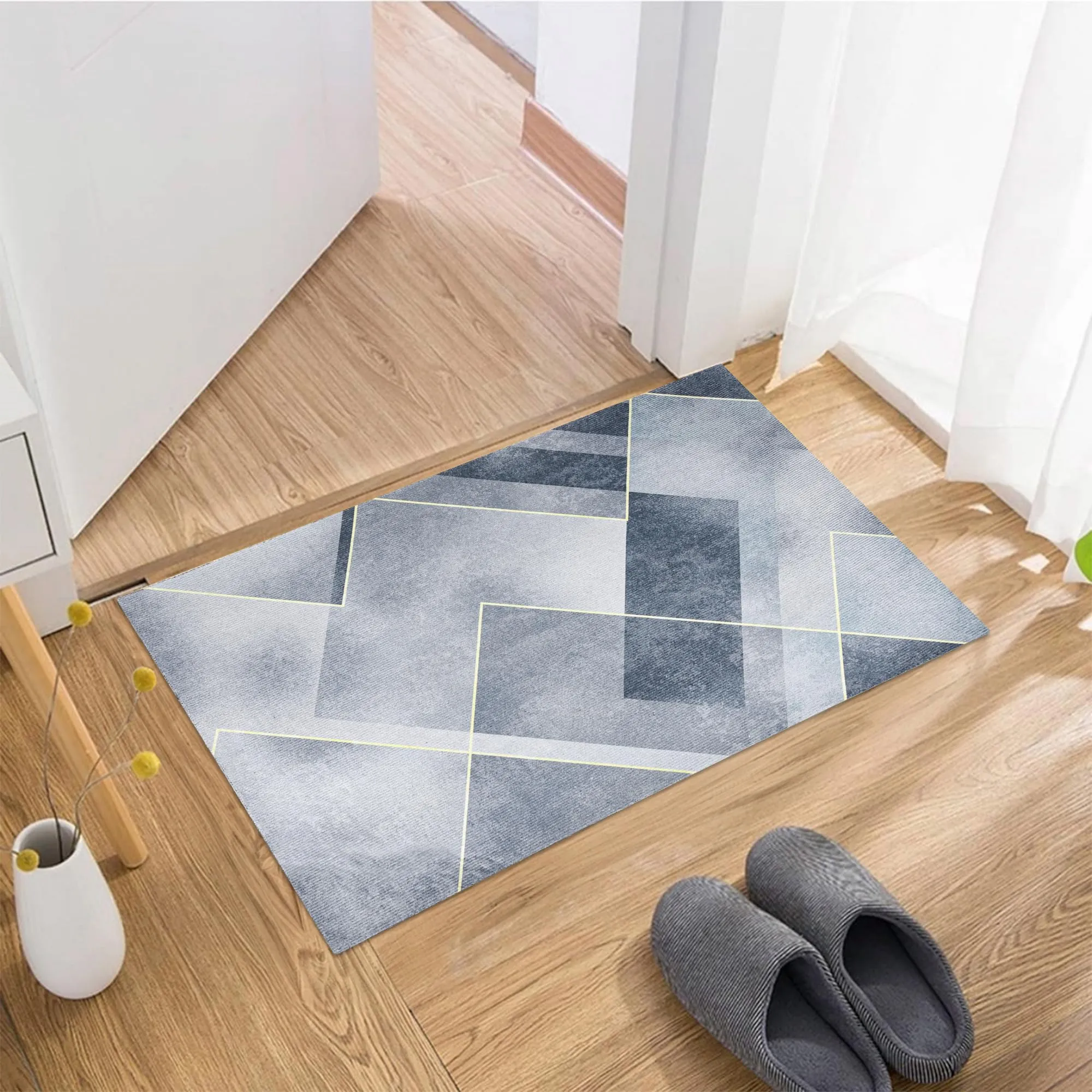 Kuber Industries Rectangular Bathmat | Soft Anti Skid Door Mat | Non Woven Floor Mat for Home | Non-Slip Mat for Shower-Bathtub | HY066 | Gray