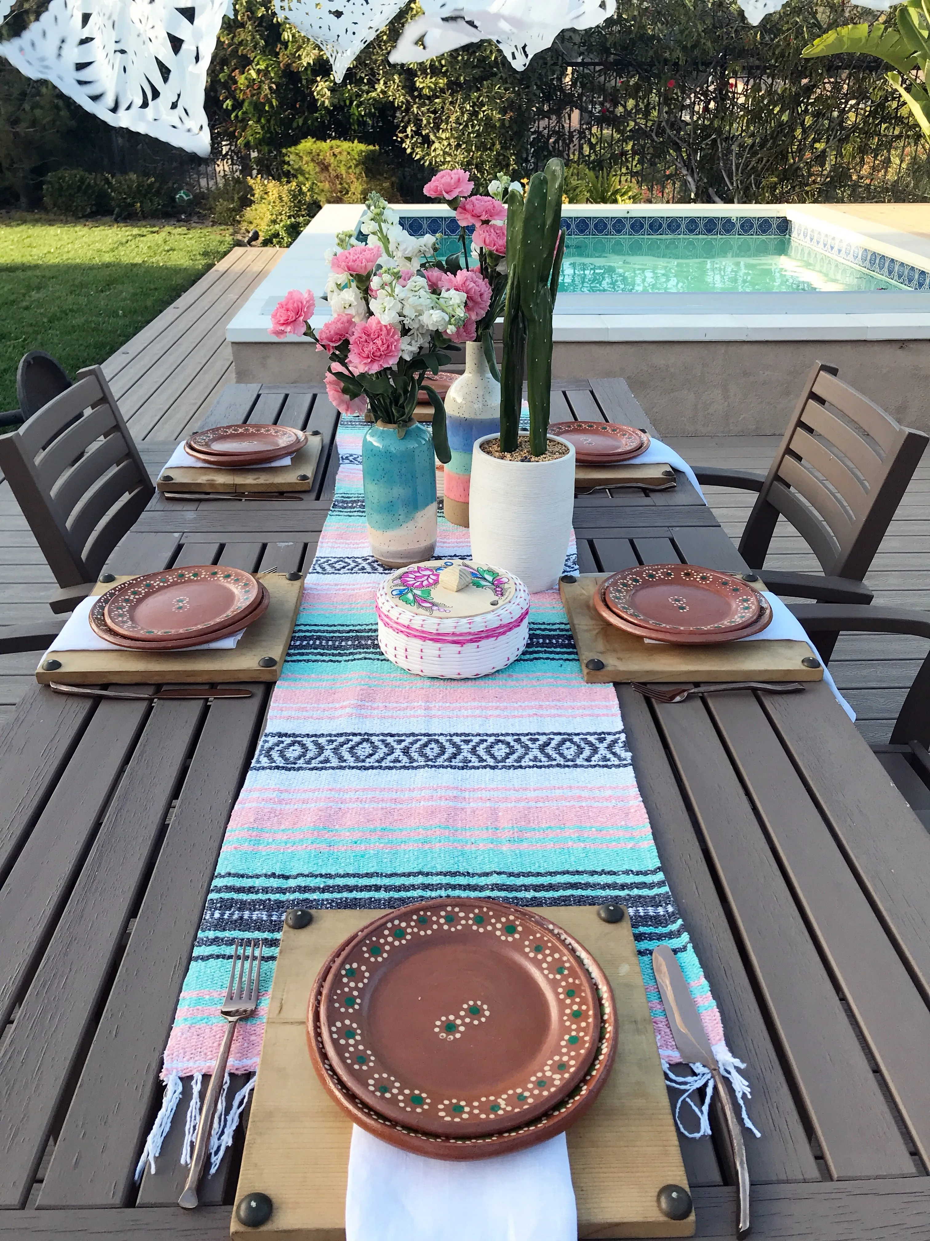 Mexican Falsa Table Runner pastel colors