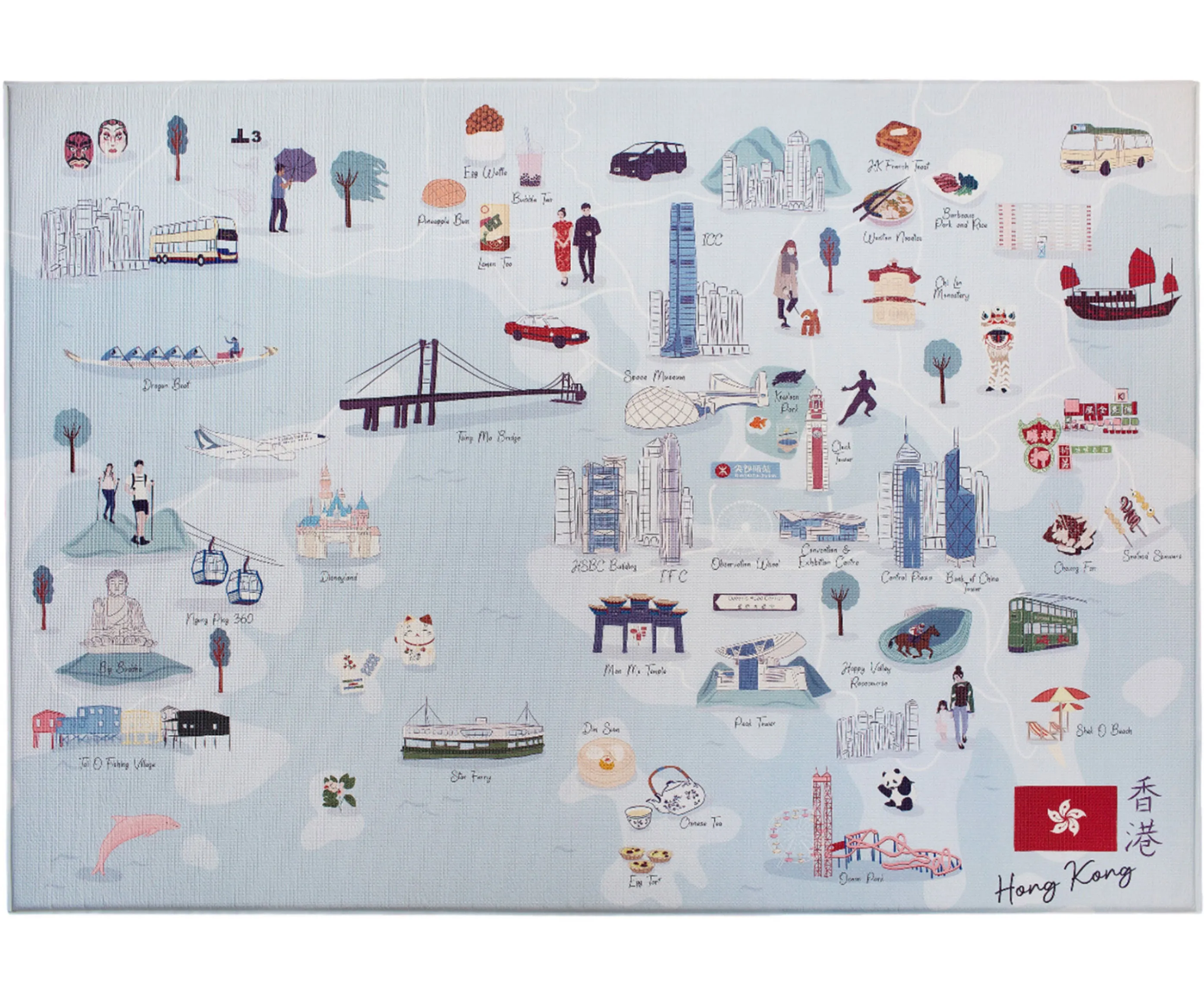 Milk It Baby Hong Kong Play Mat, City Tour Collection 100% TPU Foam Reversible Mat, MI-HONGKONGPM