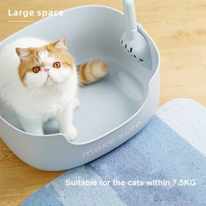 MS Leak-Proof Cat Litter Box with Mat & Scoop