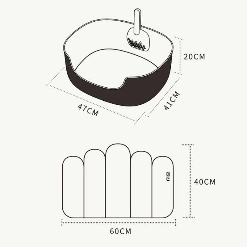 MS Leak-Proof Cat Litter Box with Mat & Scoop