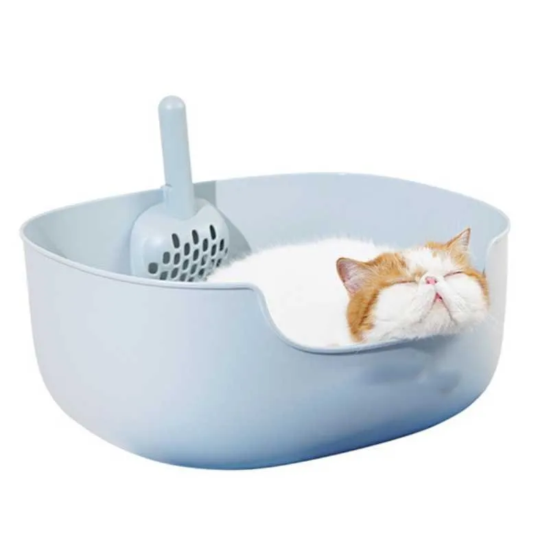 MS Leak-Proof Cat Litter Box with Mat & Scoop