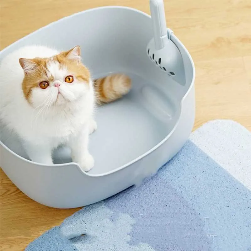 MS Leak-Proof Cat Litter Box with Mat & Scoop