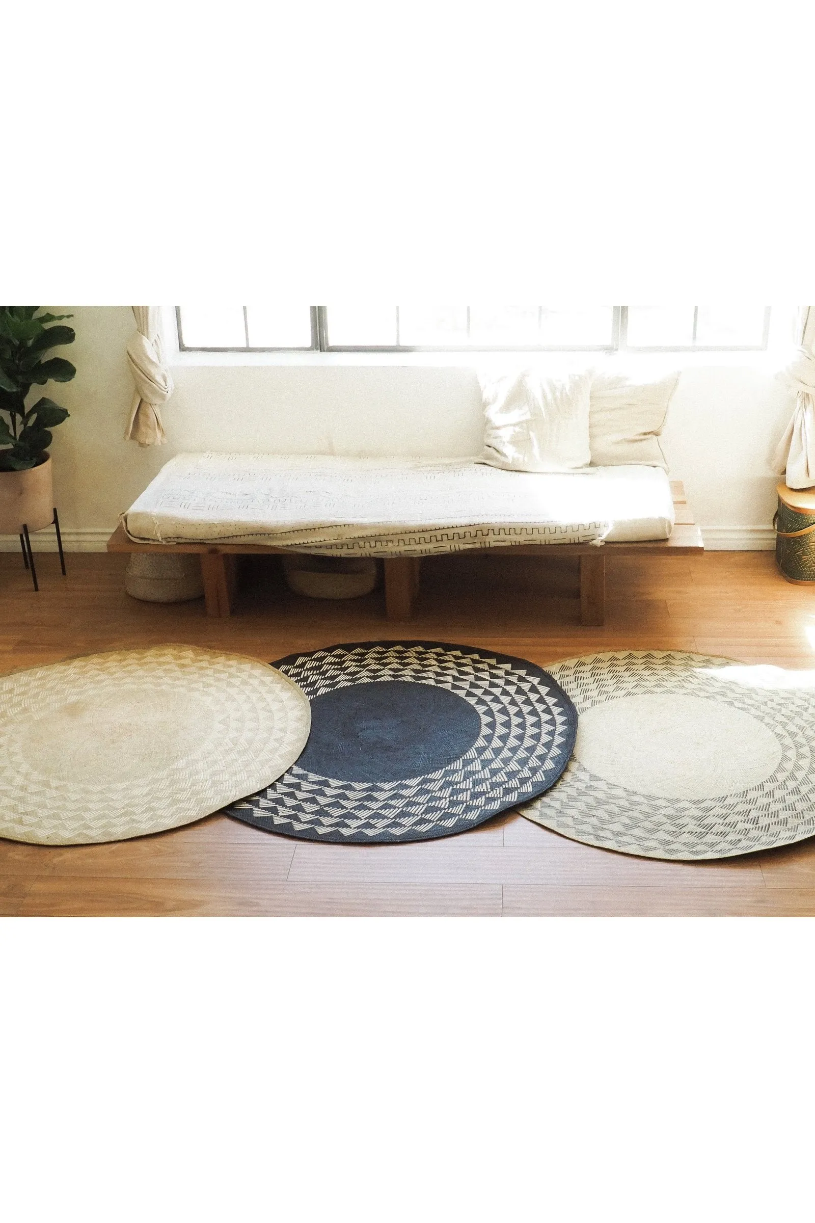 Natural Floor Rug | 4 Ft Round | Natural Base