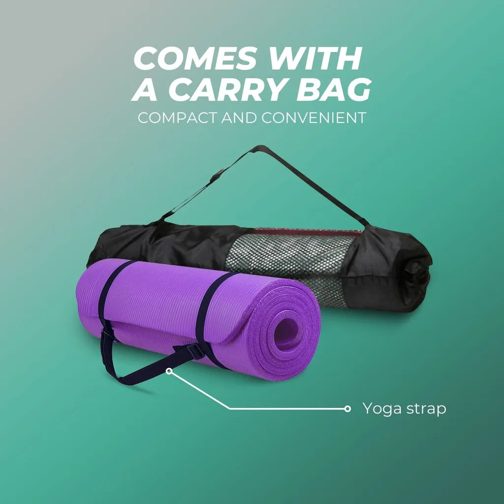 Non-Slip Thick NBR Yoga Mat 1.5CM Black with Strap Set