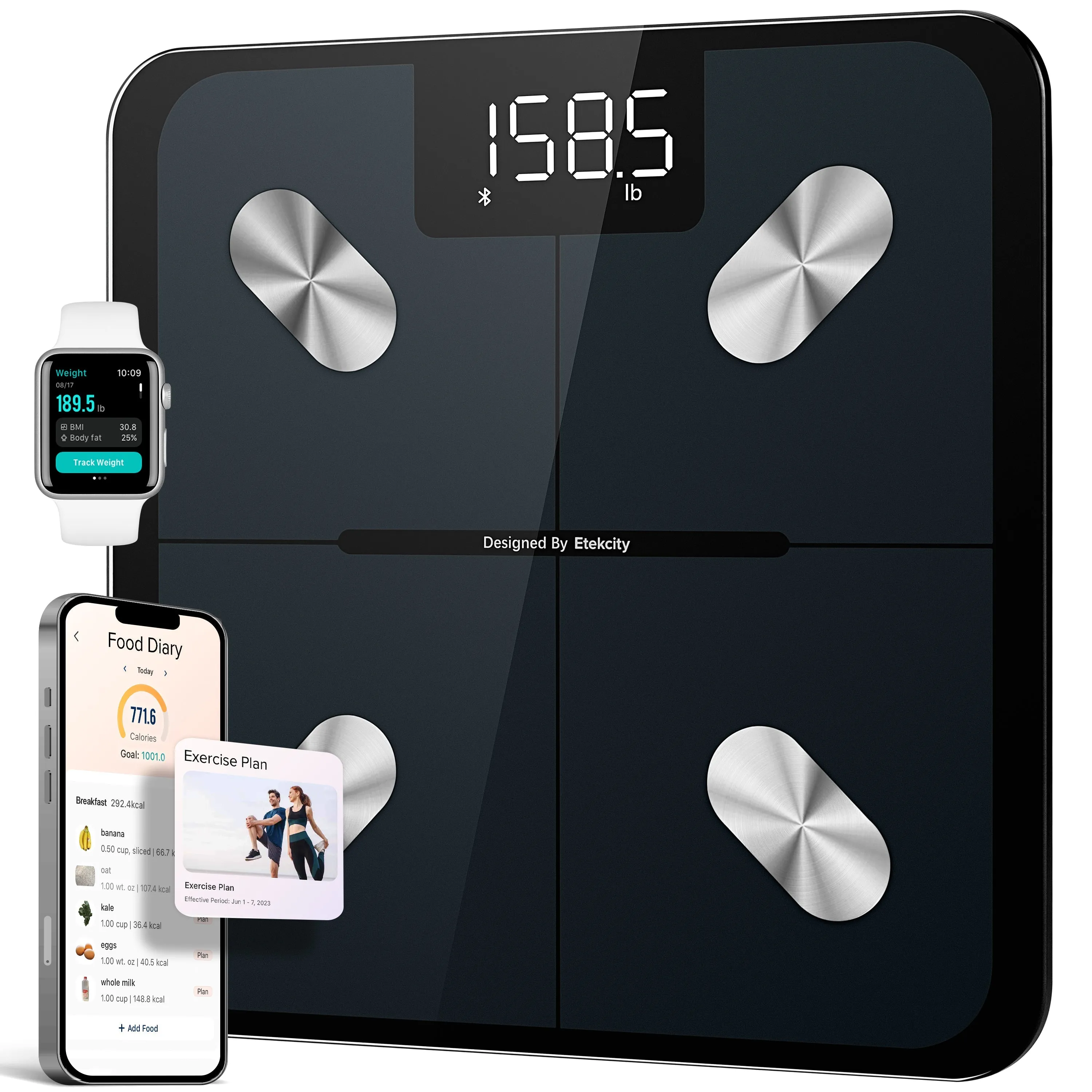 Non-toxic Rubber Yoga Mat & Body Fat Scale Bundle - Jade