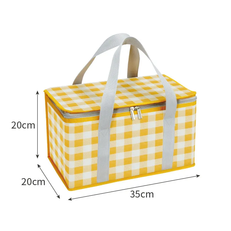 Outdoor Picnic Bag Thickened Aluminum Film Folding Picnic Basket Portable Lunch Bag Camping Moisture-Proof Picnic Mat