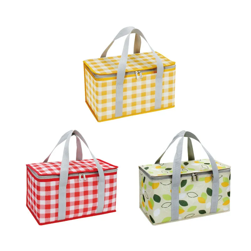 Outdoor Picnic Bag Thickened Aluminum Film Folding Picnic Basket Portable Lunch Bag Camping Moisture-Proof Picnic Mat