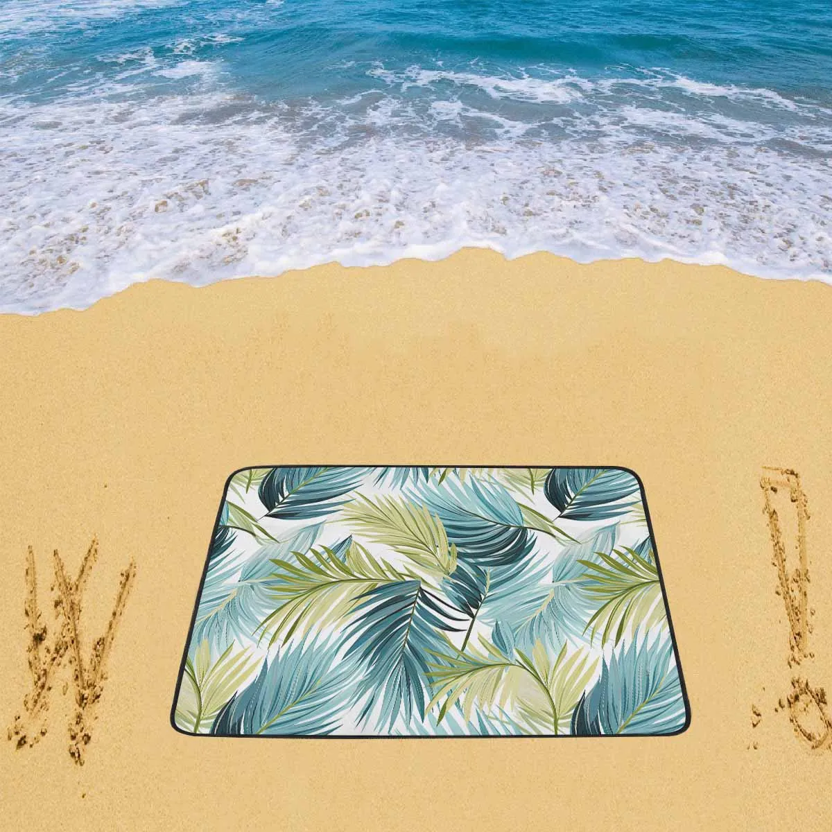 Palm Leaves Blue Greeen  Beach Mats 78"x 60"