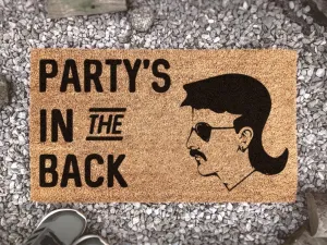 Party's In The Back, Funny Doormat, Mullet Door Mat, Funny Door Mat, Funny Gift, Funny Porch Decor, Mullet Rug