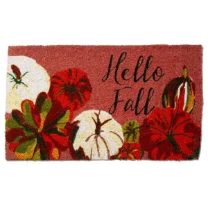 "Hello Fall" Pumpkin Natural Coir Doormat