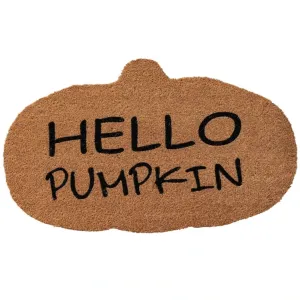 "Hello Pumpkin" Festive Shaped Coir Mat - 30" x 18"