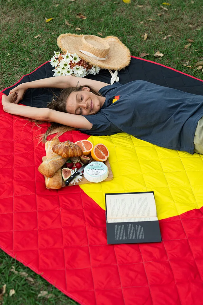 "Raise The Flag" Aboriginal Flag Sand Free Premium Quilted Picnic Rug (150cm x 200cm)