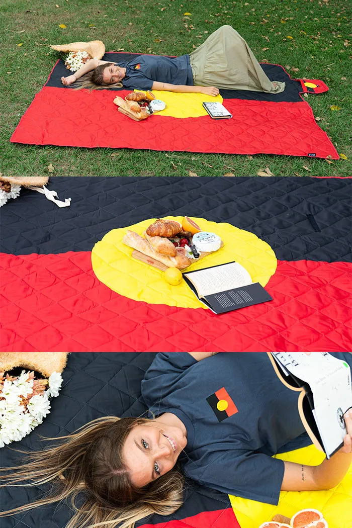 "Raise The Flag" Aboriginal Flag Sand Free Premium Quilted Picnic Rug (150cm x 200cm)