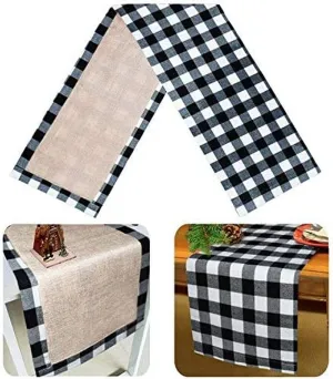 "Reversible Buffalo Check Christmas Table Runner - 14 X 108 Inch"