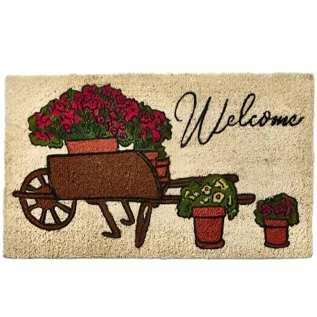 "Welcome" Wheelbarrow Coir Mat - 30" x 18"