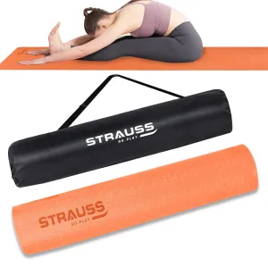 Strauss Anti Skid TPE Yoga Mat with Carry Bag, 6mm, (Orange)