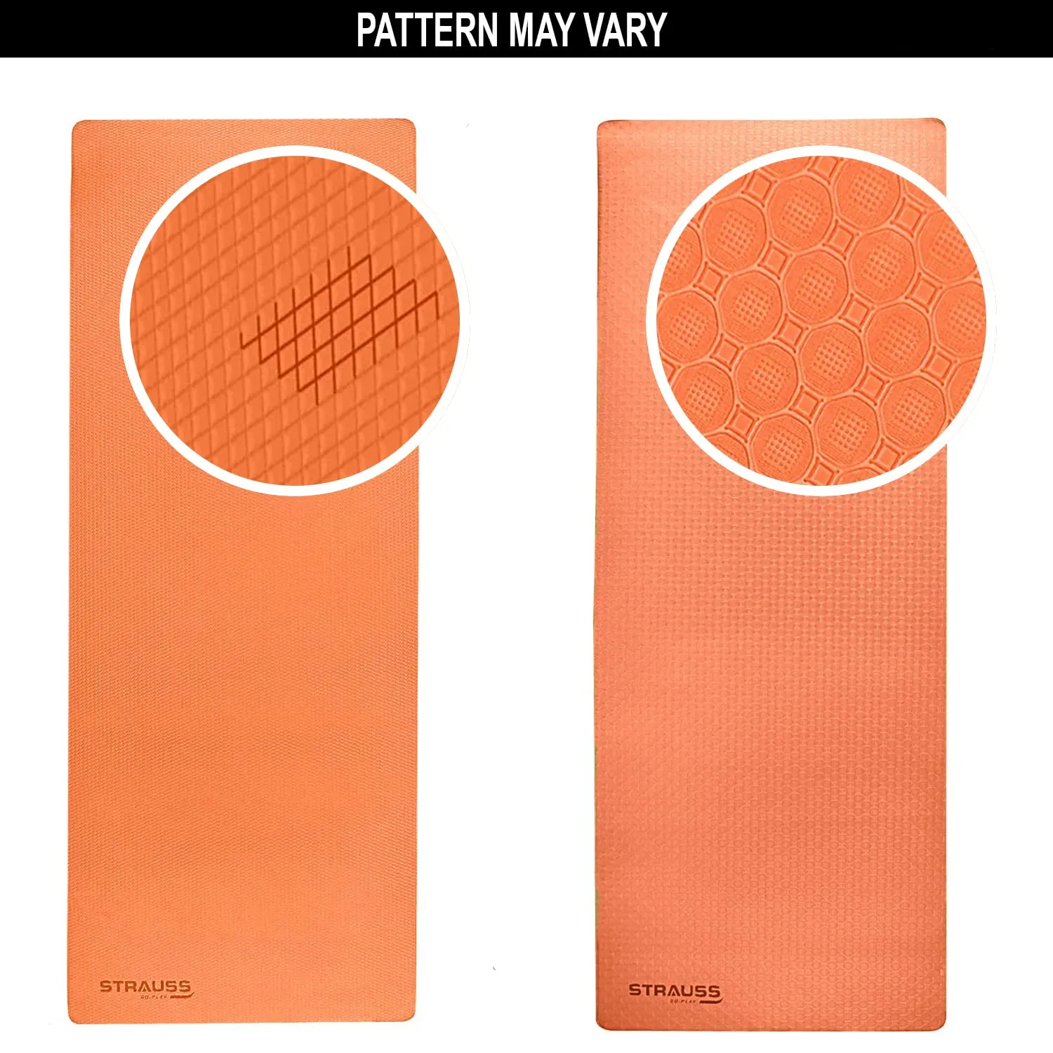 Strauss Anti Skid TPE Yoga Mat with Carry Bag, 6mm, (Orange)