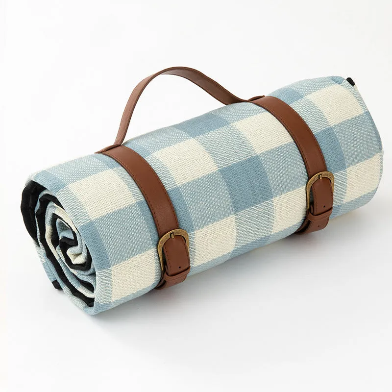 Thicken Leather Plaid Picnic Mat Foldable Camping Mat Waterproof Moisture-Proof Outdoor Camping Hiking Beach Picnic Blanket