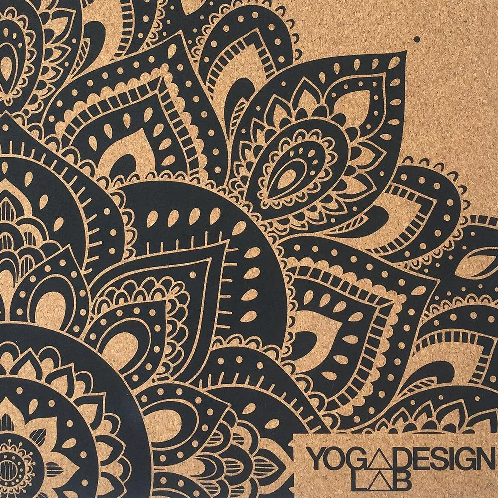 Travel Cork Yoga Mat - Mandala Black - 1.5mm for experienced yogis