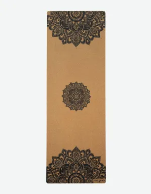 Travel Cork Yoga Mat - Mandala Black - 1.5mm for experienced yogis