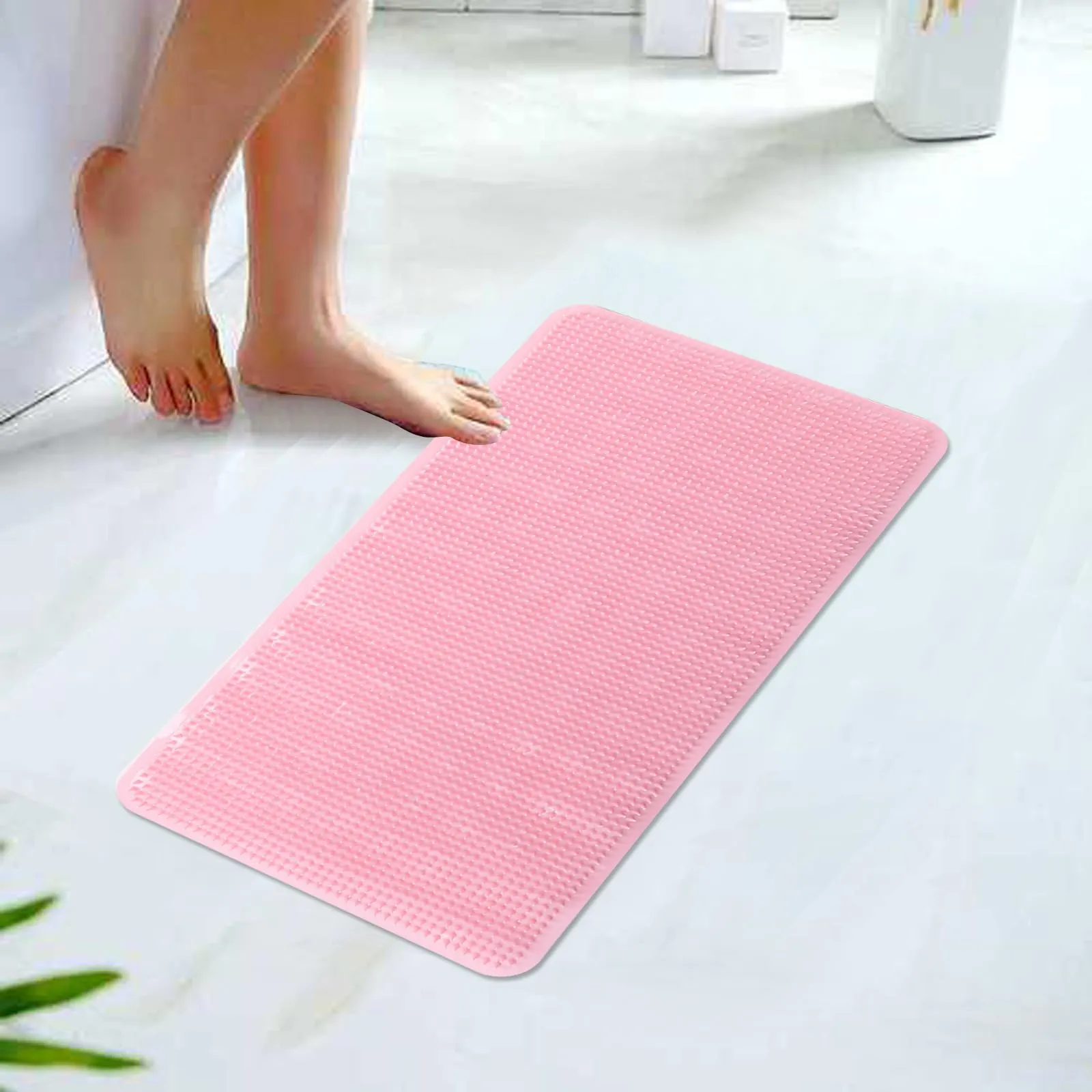 UMAI X SAVYA Home Bathroom Floor Mat PVC/Non-Slip & Soft/Light Weight Mat for Living Room, Anti Skid Mat for Bathroom Floor/Shower Mat/Multipurpose Mat (Grey) (Pink)