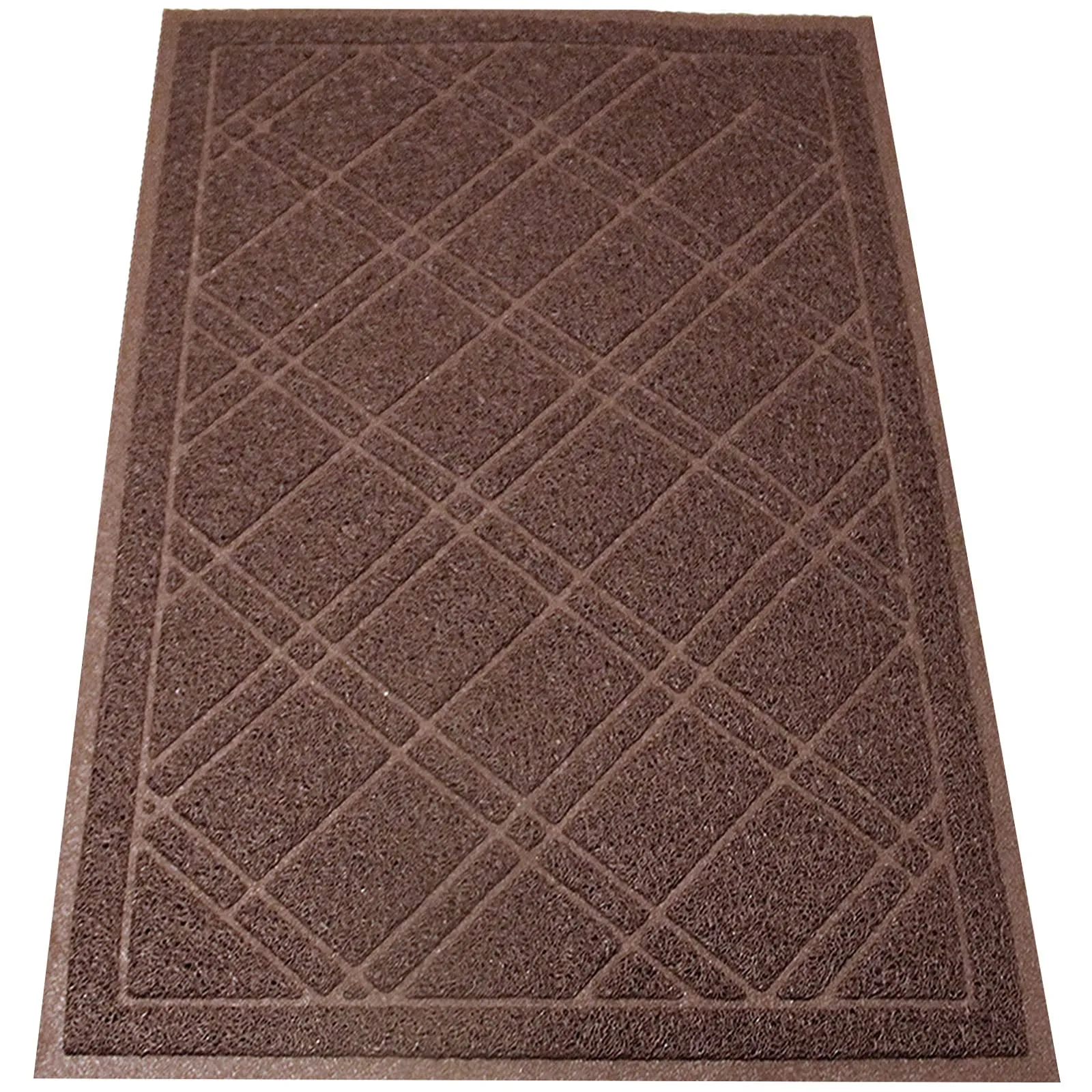 Universal Door Mat, Plaid Design - Brown, 42 X 35 - Anti Slip, Durable