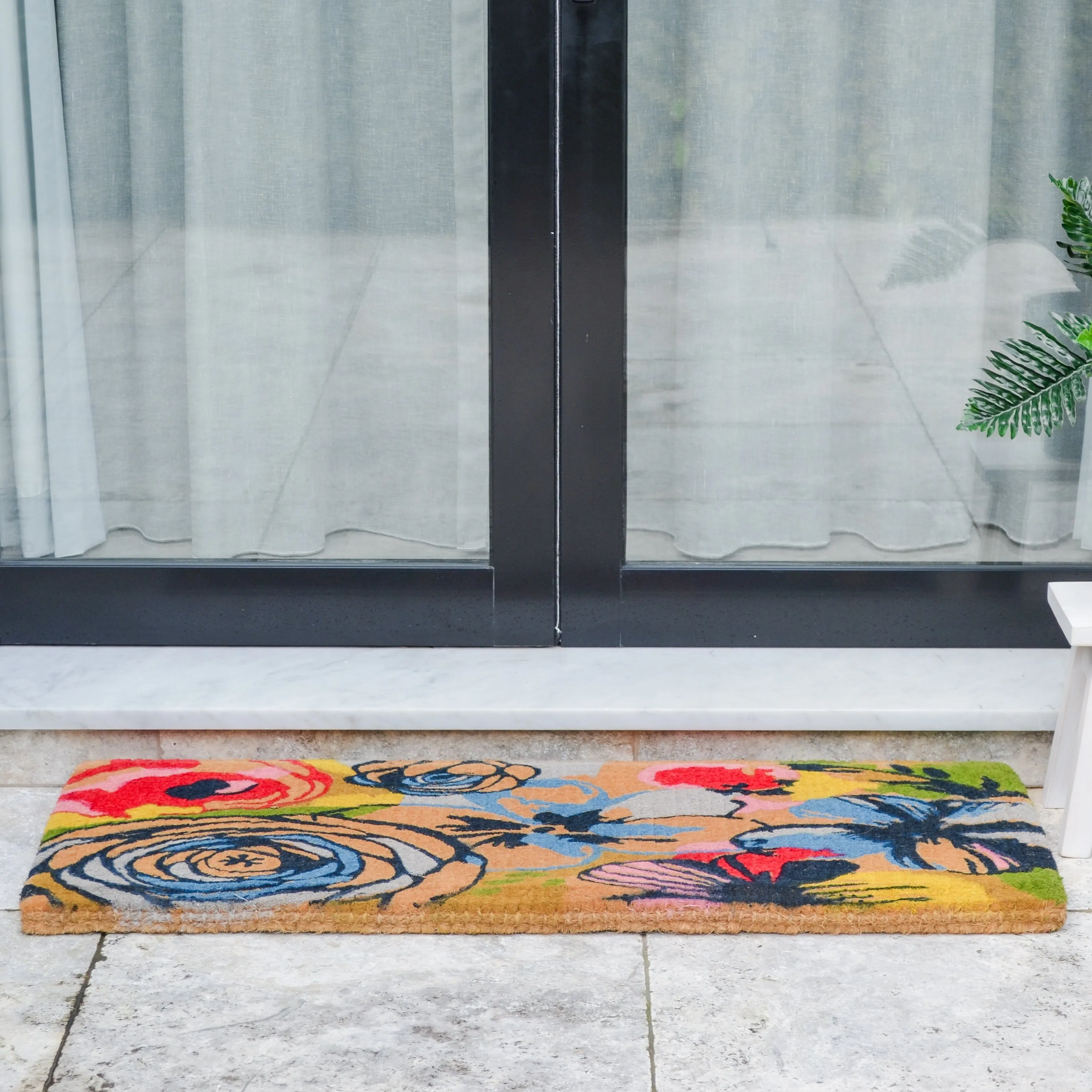 Watercolour Floral Thick Long Coir Doormat for Home