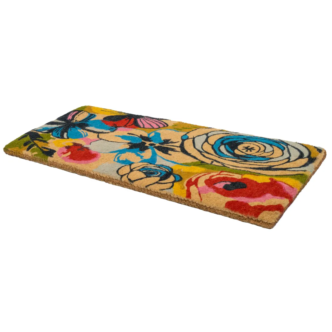 Watercolour Floral Thick Long Coir Doormat for Home