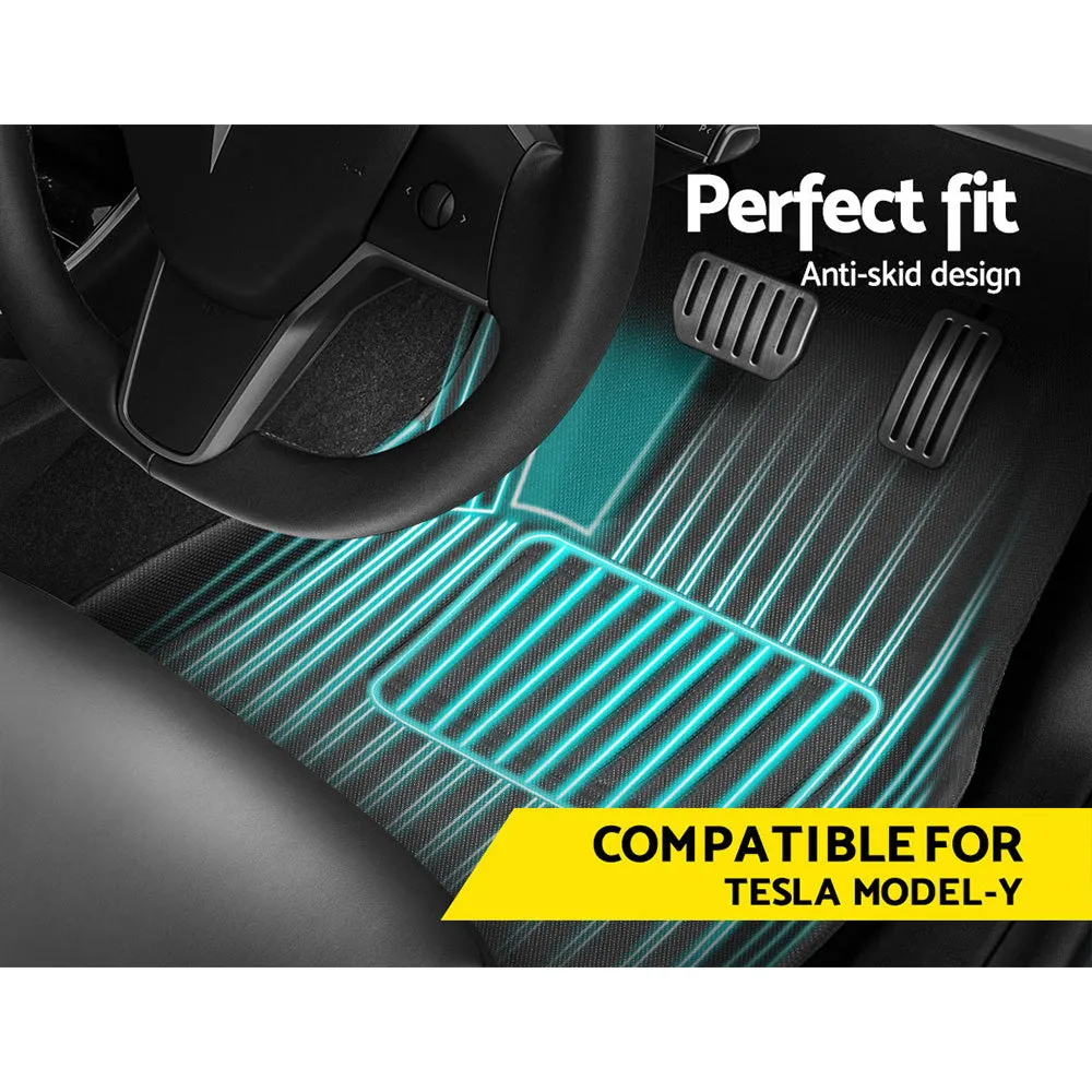 Weisshorn Car Rubber Floor Mats Front and Rear Fits Tesla Model Y 2021-2023