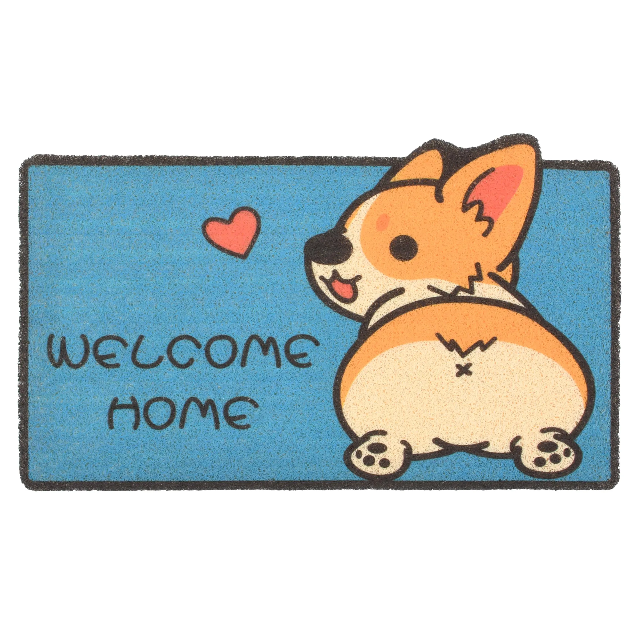 Welcome Mat Outdoor - Corgi Design - 177" X 295" Blue Rug For Front Porch