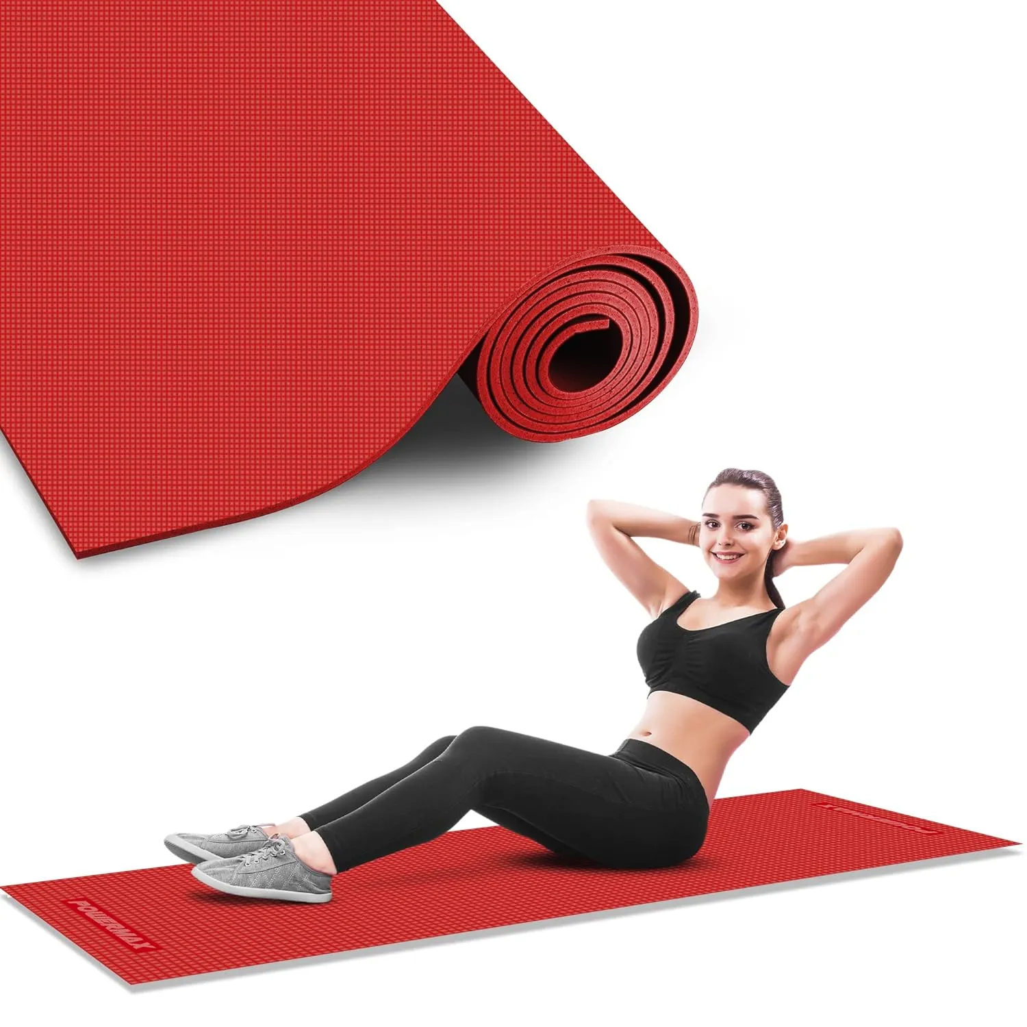 YE4-1.1-RD 4mm Thick Premium Exercise Yoga Mat for Gym Workout [Ultra-Dense Cushioning | Tear Resistance & Water Proof] Eco-Friendly Non-Slip Yoga Mat for Gym and Any General Fitness