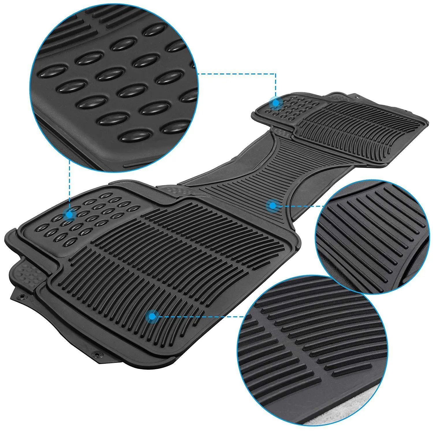 ZENY™ 4pc Black Rubber Liner Waterproof Floor Mats Cars/Trucks/SUV